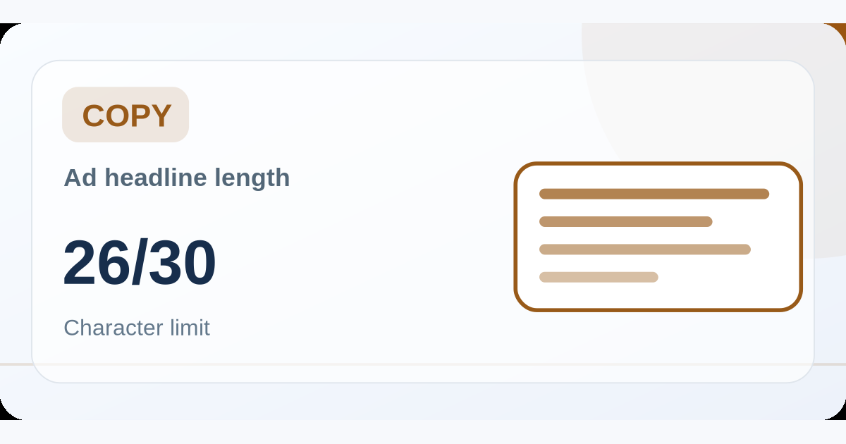Illustrated interface showing the Ad Copy Length Checker tool workflow