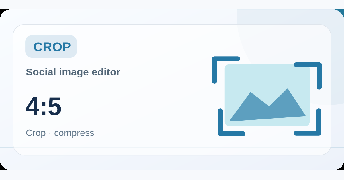 Illustrated interface showing the Social Image Crop & Compression tool workflow